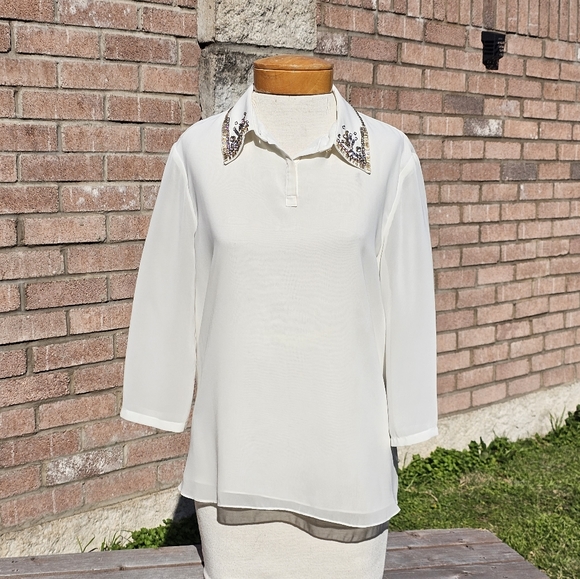 Ted Baker flowy white beaded blouse - Picture 7 of 9